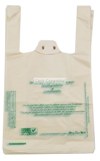 2000 sacs bretelles 26 x 45 biodegradable et compostable
