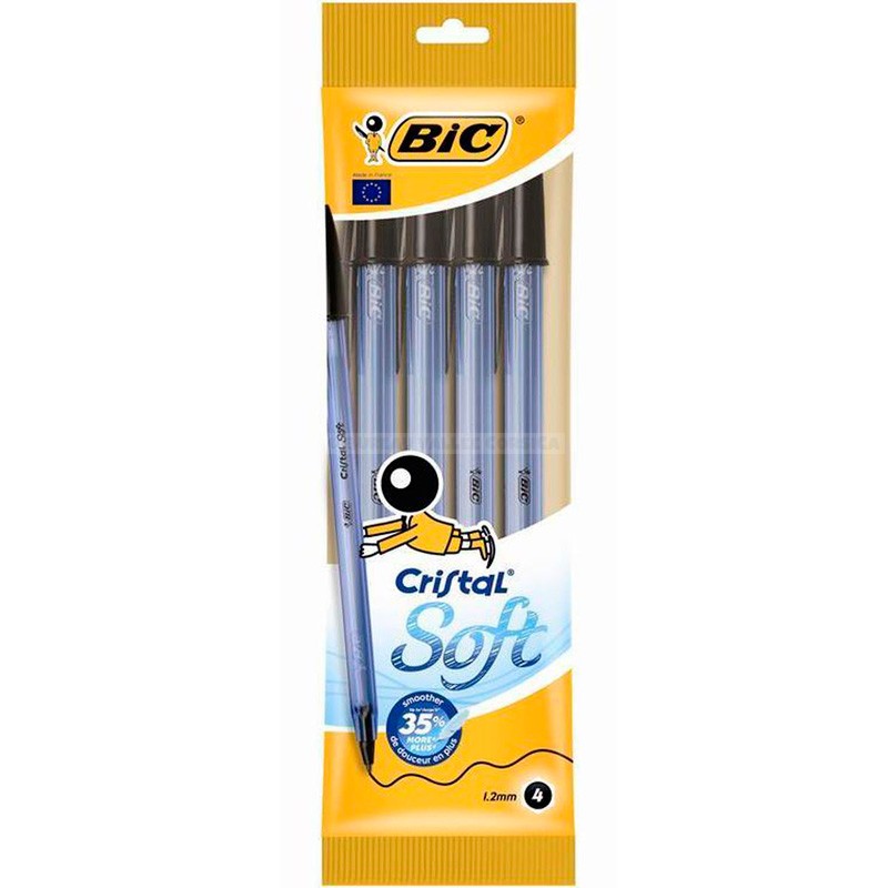 4 stylos a bille bic cristal soft noir