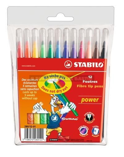✓ Stabilo Power Pack de 18 stylos de couleur - Pointe moyenne 2 mm - Encre  lavable - Capuchon ventilé - Couleur en stock - 123CONSOMMABLES