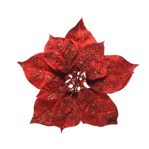 Poinsettia sur clip 26 cm