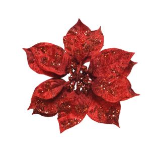 Poinsettia sur clip 16 cm