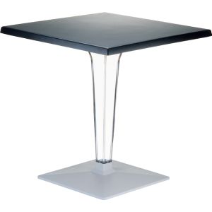 Table ice colonne en polycarbonate cristal - plateau stratifi moul 70x70 noir