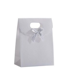 10 pochettes cadeaux blanches intisses  noeud 12 x 6 x 16 cm