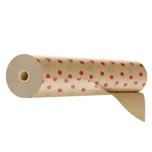 Papier cadeau kraft brun dotty rouge