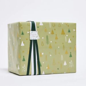 Papier cadeau fort de sapins vert