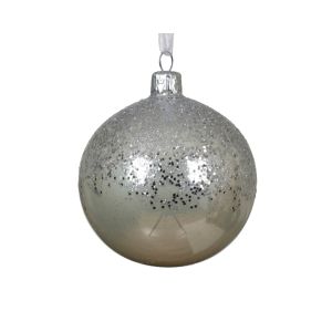 Boules verre avec paillettes diamtre 8 cm