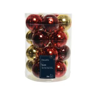 20 boules verre assorti diamtre 6 cm