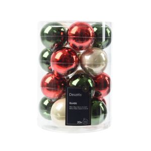 20 boules verre assorti diamtre 6 cm