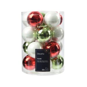 20 boules verre assorti diamtre 6 cm