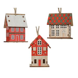 Maison bois avec suspension 4.5 x 6 x 7 cm