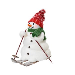 Bonhomme neige sur ski 25 x 26 cm