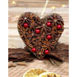 Coeur anis toile baies 10 cm