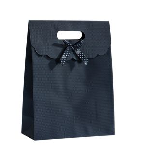 10 pochettes cadeau noir intiss  noeud 19 x 8 x 26 cm