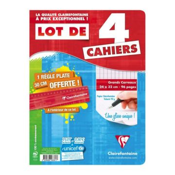 Lot de 5 Cahiers 96 pages - Grands carreaux - 210 x 297 mm OXFORD