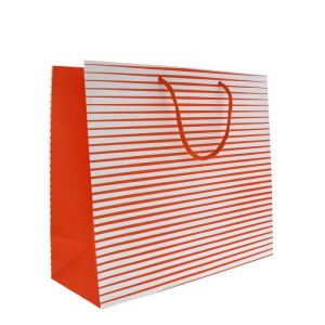10 sacs papier bicolore orange et blanc 35 x 14 x 31 cm