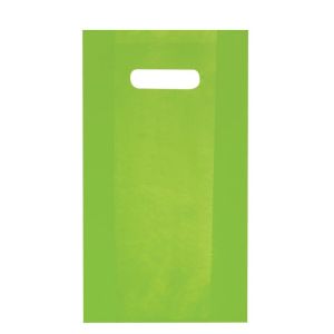 100 sacs plastiques  poignes dcoupes vert anis 25 x 38 x 4 cm