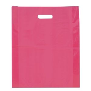 100 sacs plastiques poignes dcoupes fuchsia 45 x 50 x 4 cm