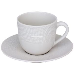 Tasse  caf avec sous-tasse vesuvio blanche