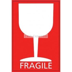 500 étiquettes adhésive fragile rouge 80 x 120 mm