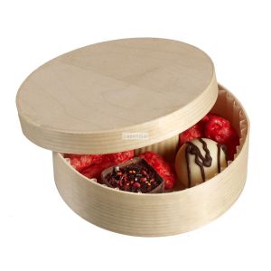 20 boites rondes en bois avec papier cuisson
